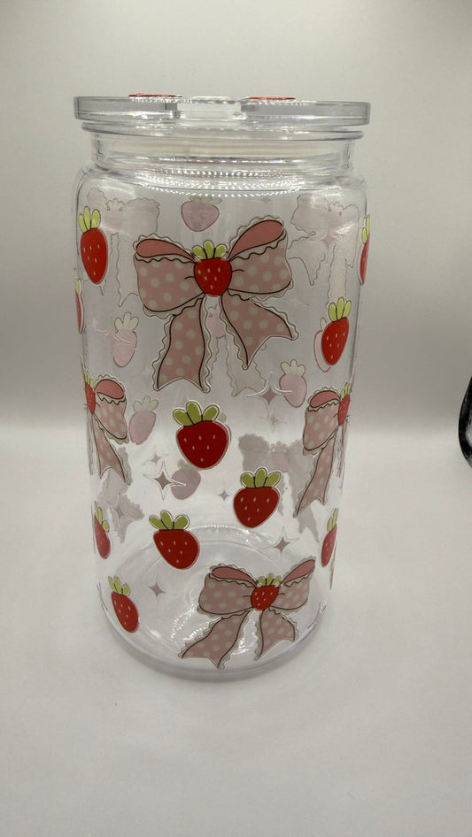 Oopsie: Coquette Strawberry Bows Libbey Tumbler