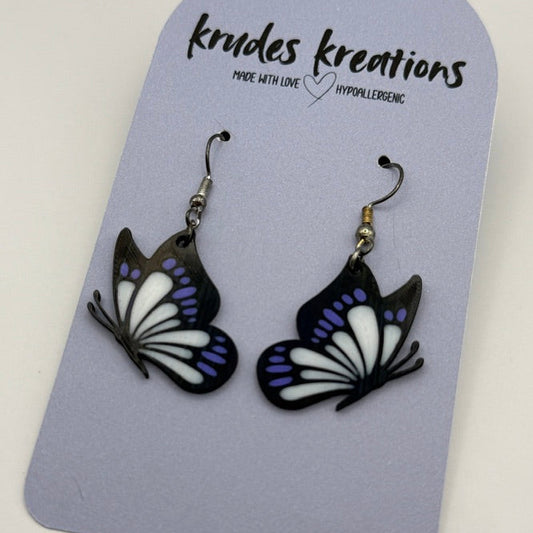 🦋 Purple Accent Butterfly Earrings