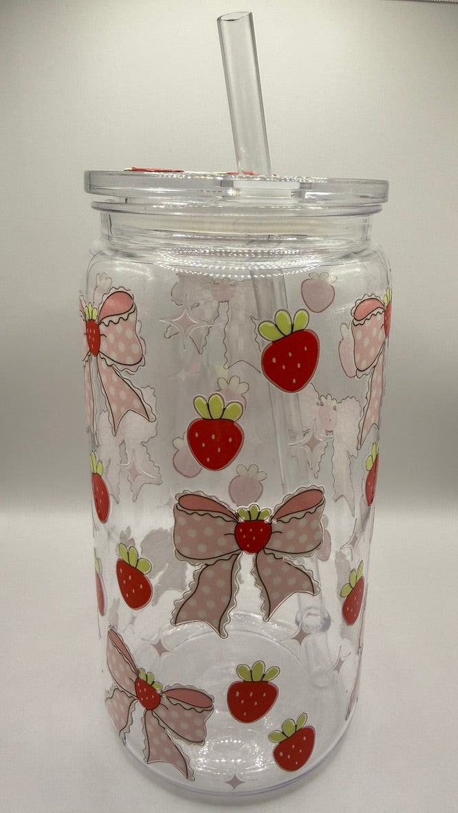 Oopsie: Coquette Strawberry Bows Libbey Tumbler