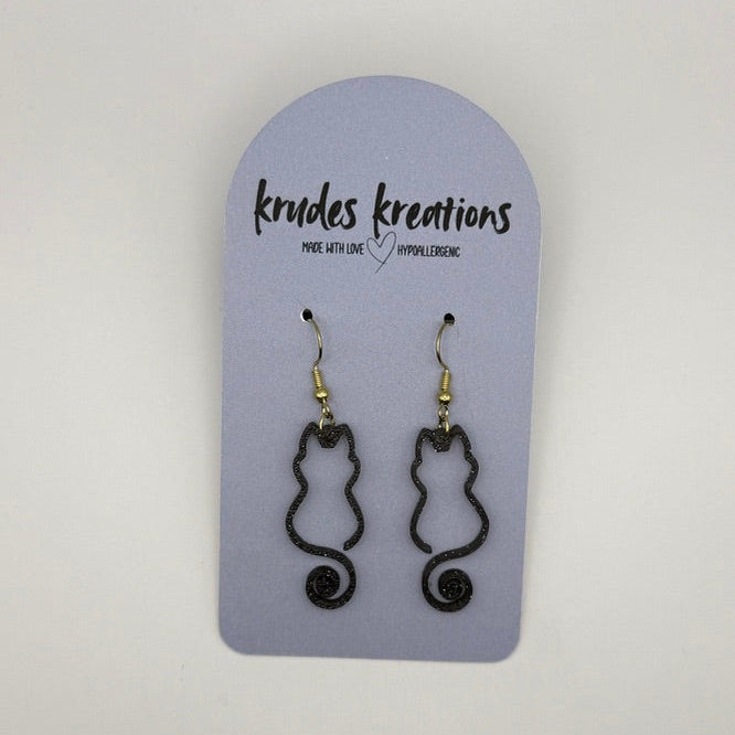 ✨ Sparkly Spiral Cat Earrings