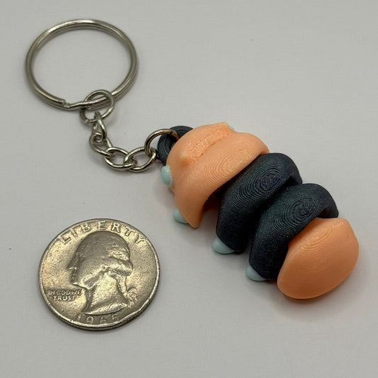 Glow-in-the-Dark Grub Worm Keychain β Cute Creepy Crawly Fidget Friend