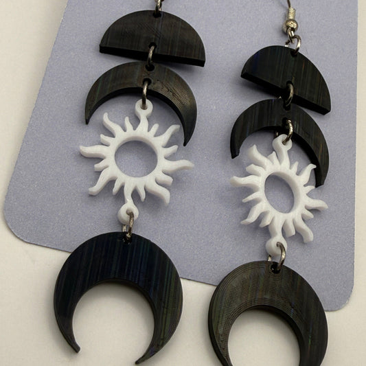 🌙✨ Lunar Sunburst Dangle Earrings