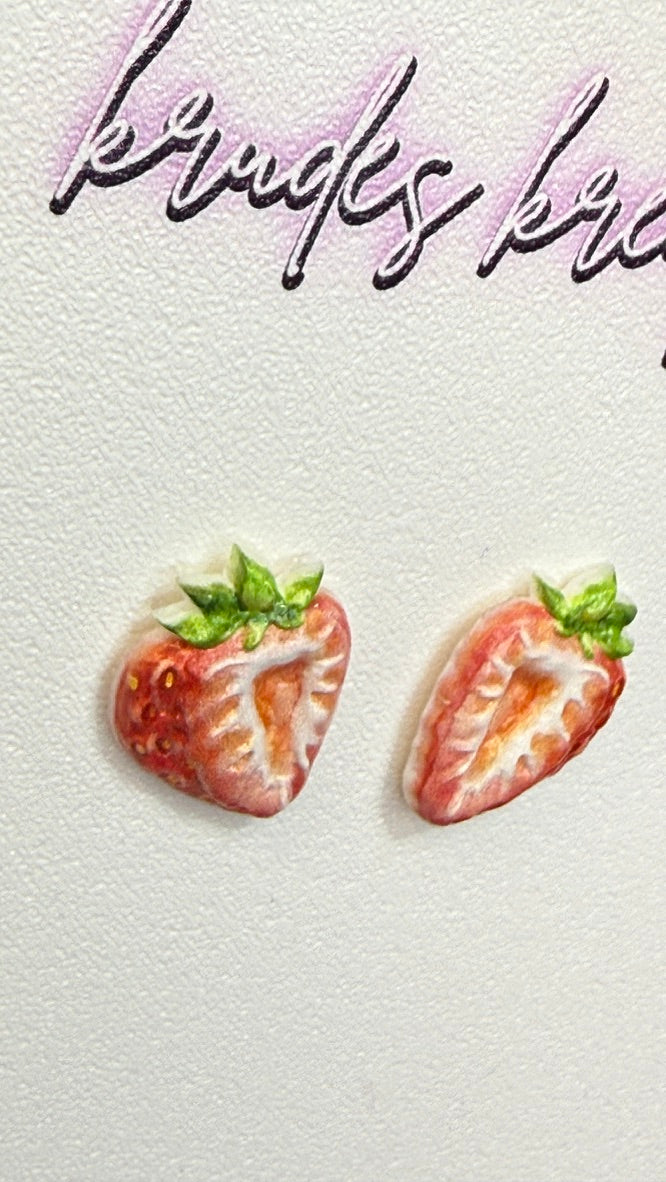 Realistic UV Printed Strawberry Earrings