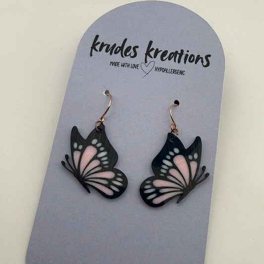 🦋 Pink Wing Butterfly Earrings