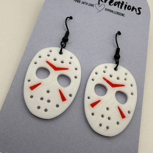 Jason-Inspired Mask Earrings