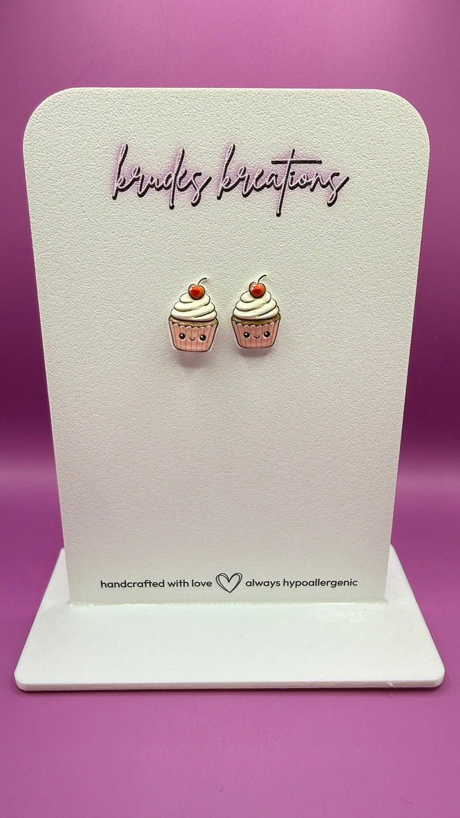 UV Printed Cutie Cupcake Earrings