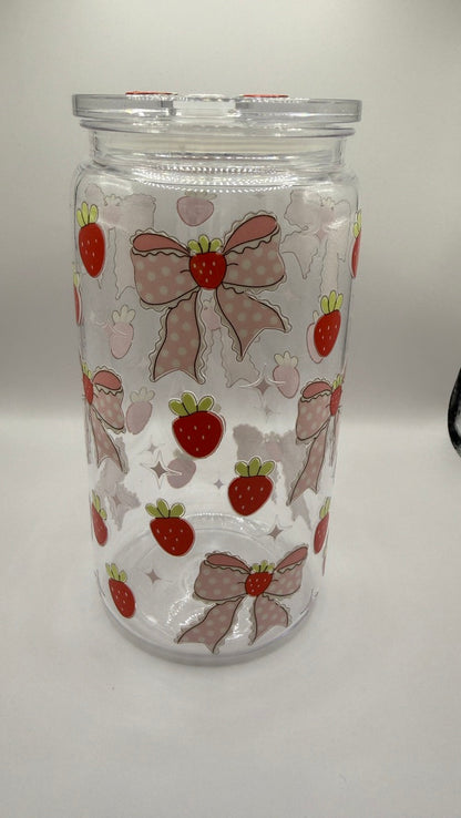 Oopsie: Coquette Strawberry Bows  Libbey Tumbler