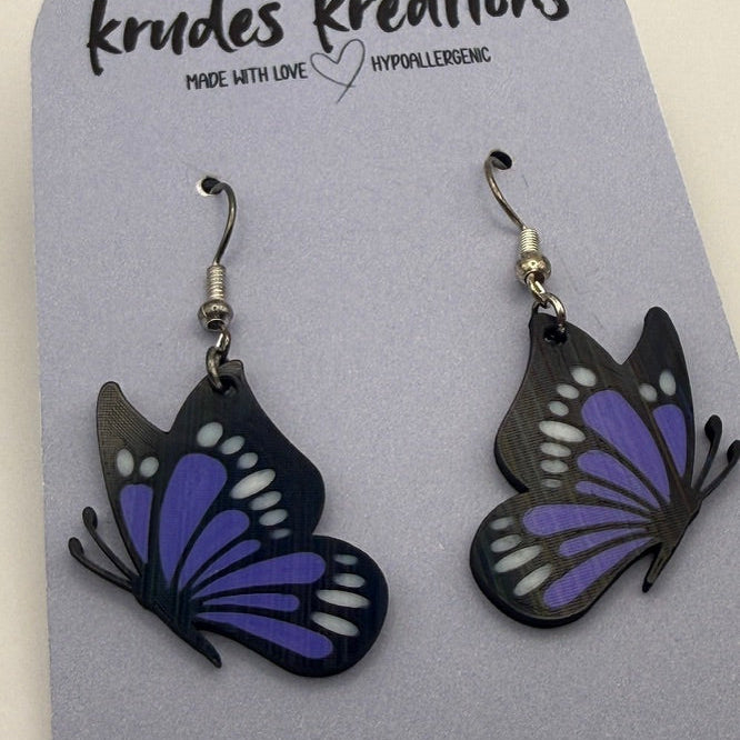 🦋 Deep Purple Butterfly Earrings