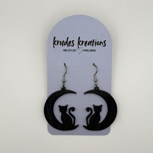 Moonlit Black Cat Earrings