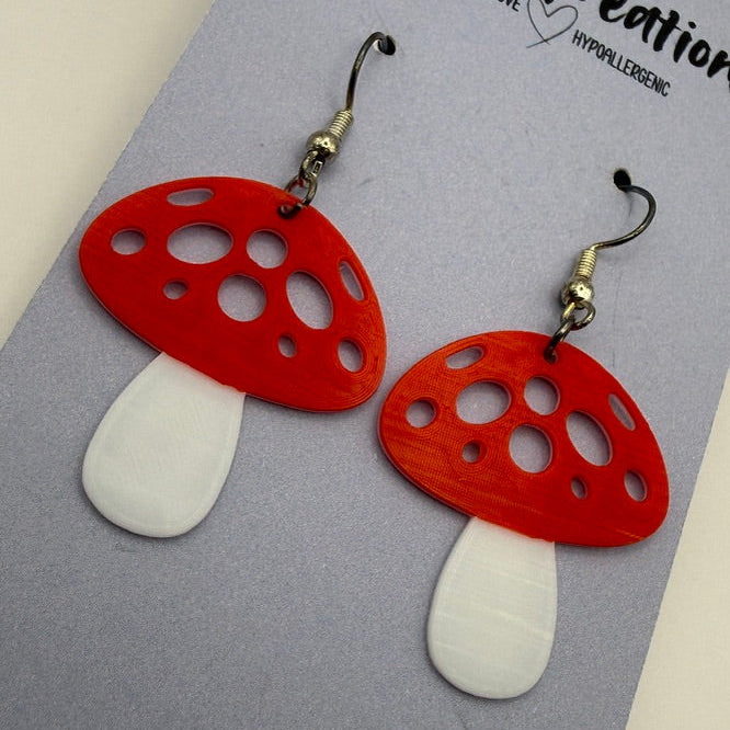 Whimsical Mushroom Dangle Earrings