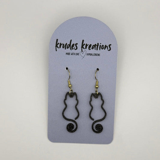 ✨ Sparkly Spiral Cat Earrings