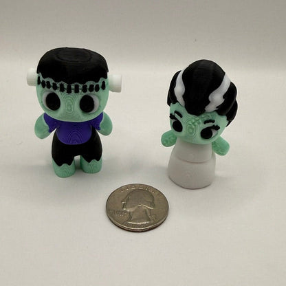 🧟‍♂️ Mini Flexi Frankenstein & Bride Duo – Creepy-Cute Flexi Figure Set