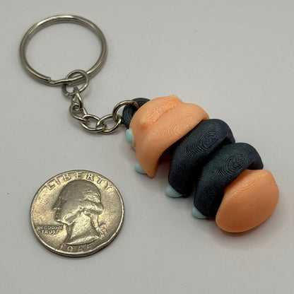 Glow-in-the-Dark Grub Worm Keychain – Cute Creepy Crawly Fidget Friend