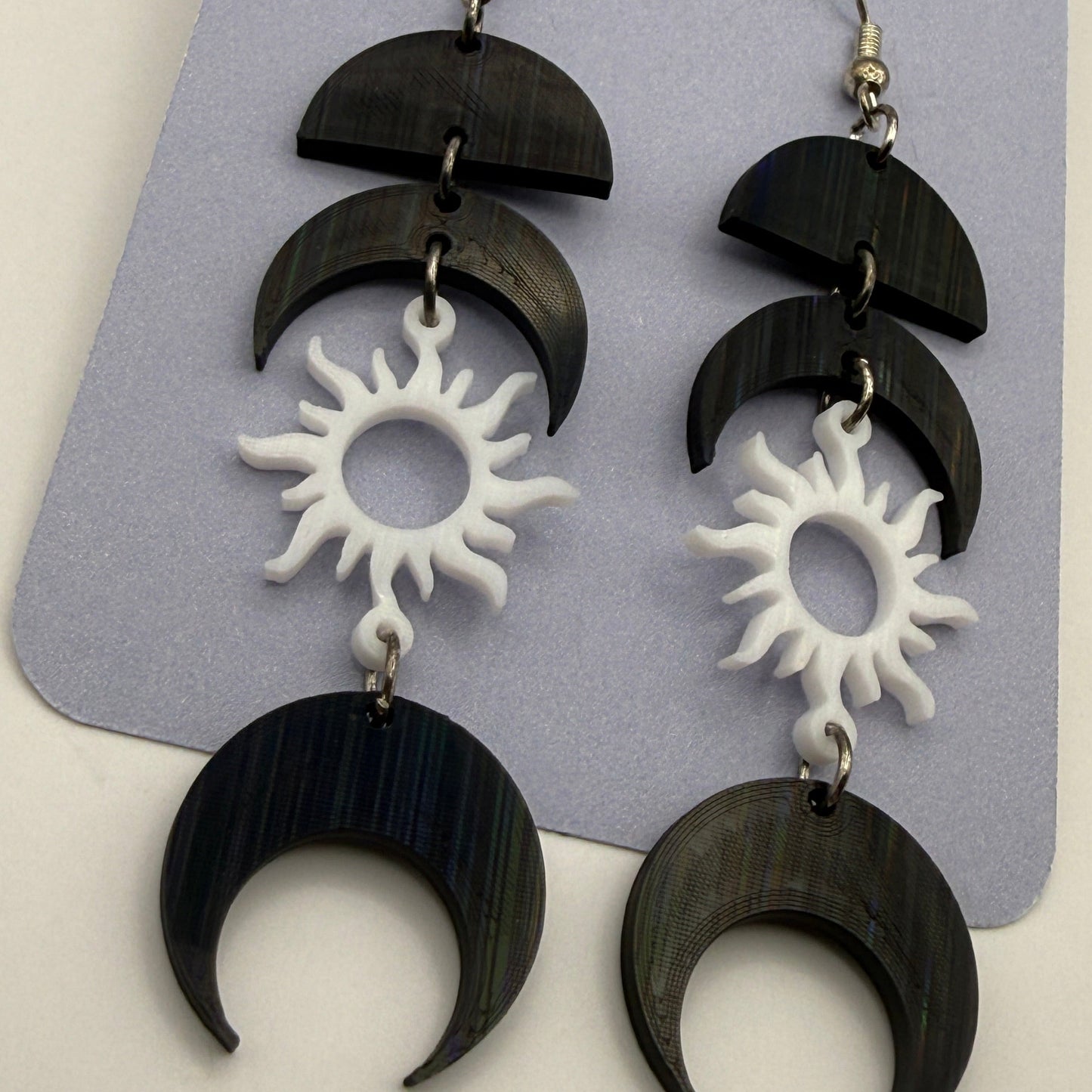 🌙✨ Lunar Sunburst Dangle Earrings