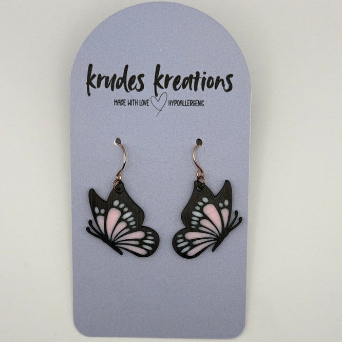 🦋 Pink Wing Butterfly Earrings
