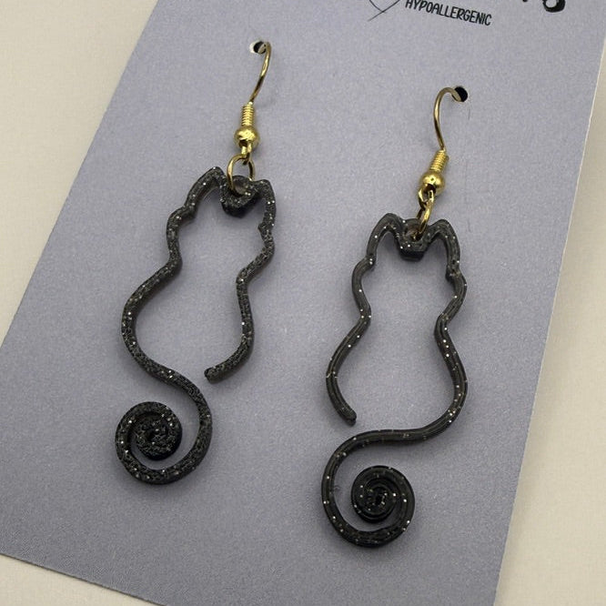 ✨ Sparkly Spiral Cat Earrings