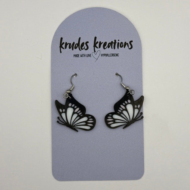 🦋 Pink Accent Butterfly Earrings