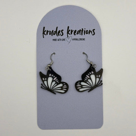 🦋 Pink Accent Butterfly Earrings