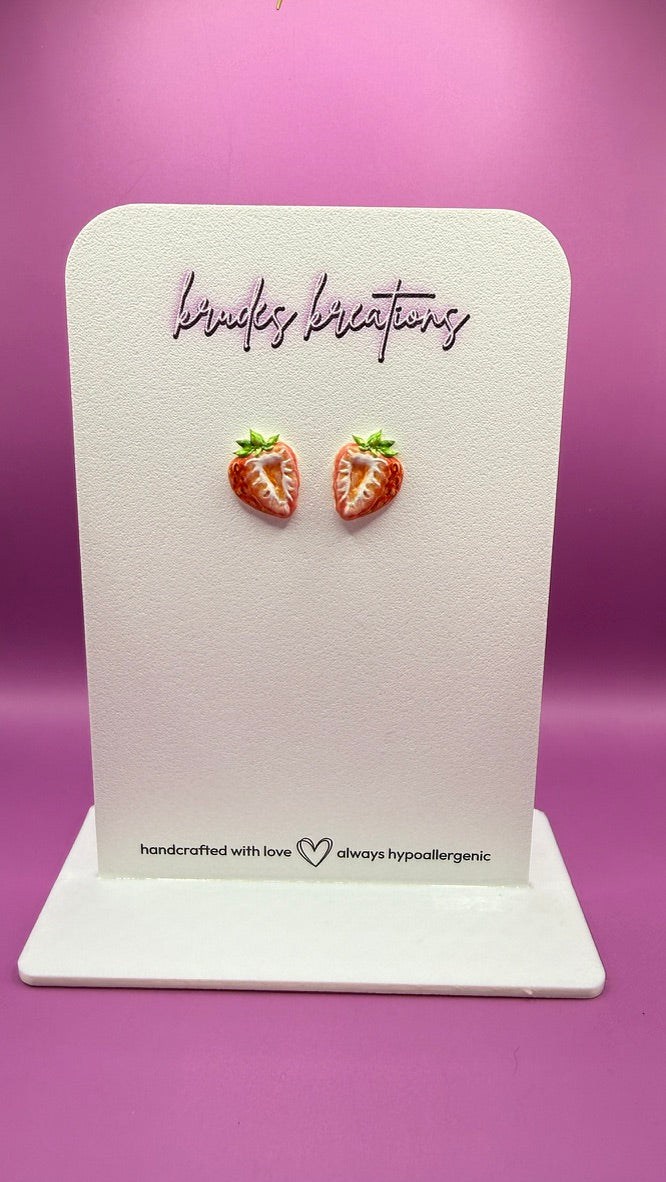 Realistic UV Printed Strawberry Earrings